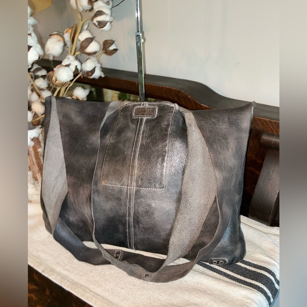 Bed Stu Leather Ariel Hobo Slouch Shoulder Bag Black Dip Dyed Retail $245 - Picture 11 of 14